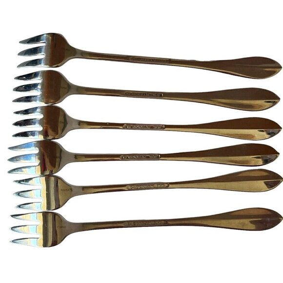 Lot 6 Gorham Silver Stainless 18/8 Meredith Seafood Cocktail Forks Discontinued - Picture 8 of 8